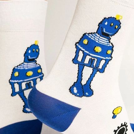 Носки «Робот с планеты Шелезяка», р-р 38-41, белые, фото 3.
