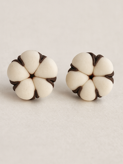 Серьги-пусеты «Хлопок», полимерная глина, фото 2.