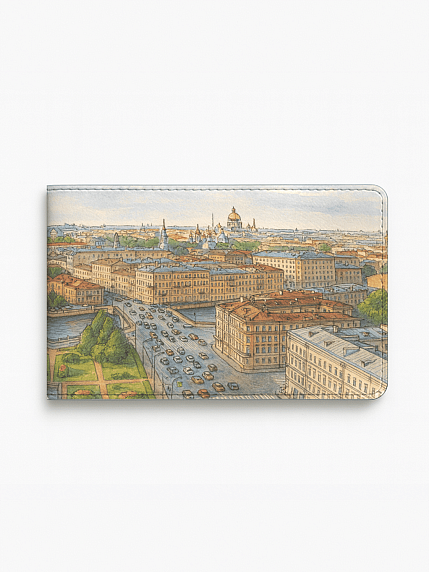 Обложка на студенческий билет «Панорама Питера», экокожа, фото 1.