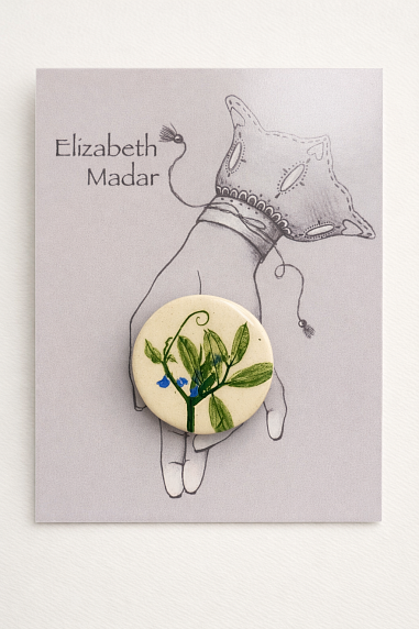Брошь ручной работы Elizabeth Madar Оттиск трав, керамика, фото 2.