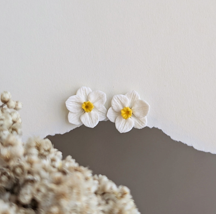 Серьги-гвоздики «Нарциссы», полимерная глина, фото 3.