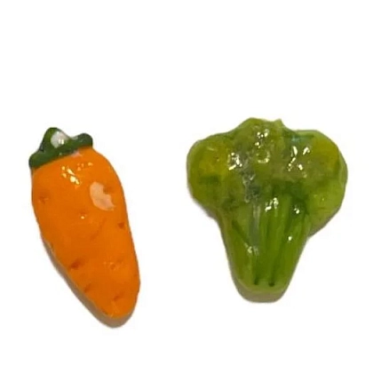 Серёжки-гвоздики Радость Рядом «Морковь и брокколи», полимерная глина, фото 1.