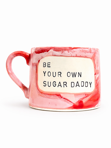Кружка ручной работы NF ceramics «Be your own sugar daddy», красная, керамика, 500 мл, фото 1.