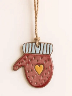 Елочная игрушка ручной работы из керамики «Варежка», Partala ceramics