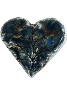 Брошь ручной работы «Сердце», тёмно-коричневая, керамика