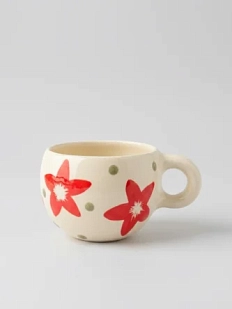 Кружка ручной работы Малёма с росписью Красные цветы, керамика, 550 мл