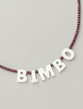 Чокер ручной работы с надписью перламутровыми бусинами «Bimbo», бисер, розовый