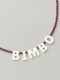 Чокер ручной работы с надписью перламутровыми бусинами «Bimbo», бисер, розовый