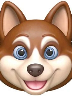 3D Стикер на телефон с собакой, коричневый хаски, объёмный