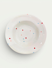 Тарелка шляпа ручной работы в разноцветный горошек, керамика, 26 см