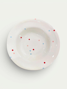 Тарелка шляпа ручной работы в разноцветный горошек, керамика, 26 см