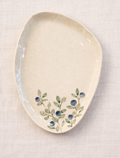 Блюдце ручной работы Верба керамика Черника, керамика, 14 см