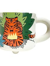 Кружка ручной работы Звер «Тигры», деколь, бежевая, керамика, 350 мл