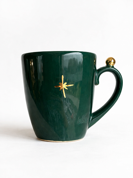 Кружка ручной работы NF ceramics «Когда мне грустно, я колдую», тёмно-зелёная, керамика, 400 мл, фото 2.