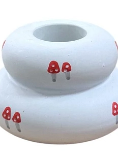 Подсвечник ручной работы роспись грибочки «Кнопочка», голубой