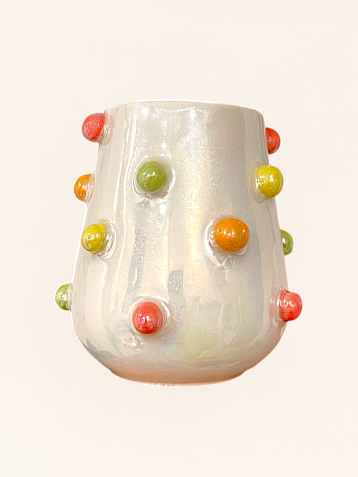 Стакан ручной работы «Скитлс», перламутровый, полуфарфор, 350 мл, фото 1.