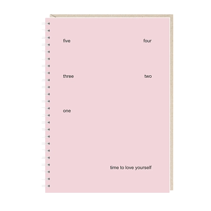 Блокнот на пружине Mitrozhe «Time to love yourself», А5, 50 листов, розовый, фото 1.
