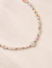 Чокер ручной работы Идеальное совпадение «Цветочек», розовый, перламутр, кварц и стеклянный бисер