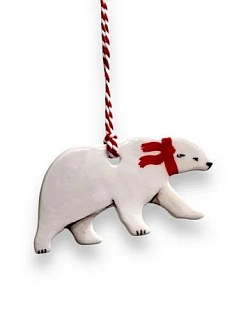 Ёлочная игрушка Elizabeth Madar «Белый мишка», 6 см, керамика