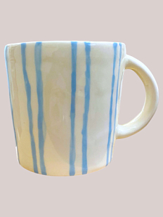 Кружка ручной работы в голубую полоску, керамика, 450 мл