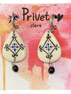 Серьги-конго Звер с бусиной «Яркий узор», керамика, разноцветные