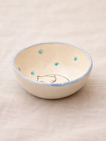 Пиала ручной работы НАДО ЖЕ с росписью «Песец», белая, керамика, 10 см, фото 2.