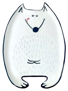 Фигурная тарелка ручной работы «Сытый волк Игнат», полуфарфор, 25 см