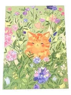 Открытка Лавкот «Котёнок в полевых цветах», А6