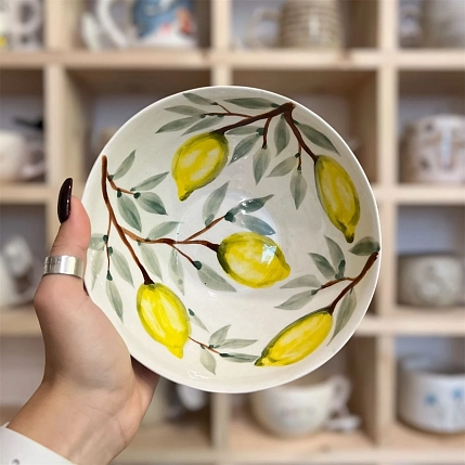 Миска-боул ручной работы Верба керамика «Лимоны», керамика, 650 мл, фото 3.