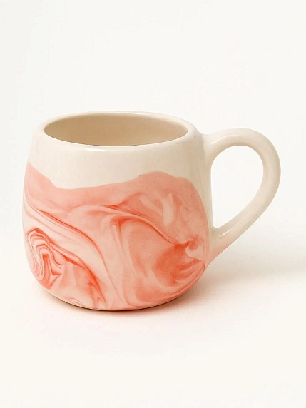 Кружка ручной работы РУКИ В ГЛИНЕ «Розовый мрамор», керамика, 250 мл, круглая, фото 1.