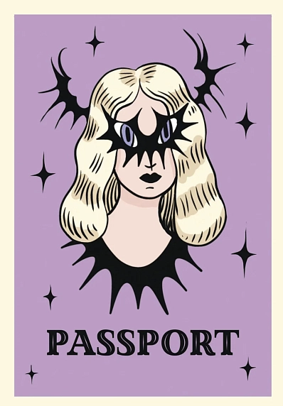 Обложка на паспорт Валя Карнавалова «Блондинка», лиловая, ПВХ, фото 1.