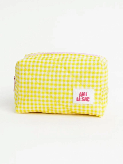 Косметичка ручной работы АМИ (Ami lé sac) «Bebesss», жёлтая клетка, фото 2.