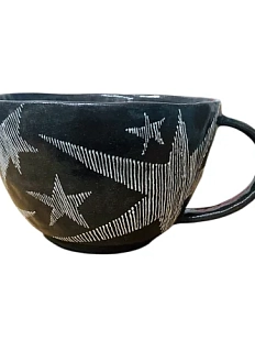 Кружка ручной работы со звёздами, 400 мл, чёрная
