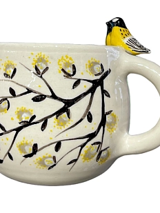 Кружка ручной работы Мама Черепаха расписная с фигурками Синички, разноцветная, керамика, 400 мл