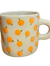 Кружка ручной работы с росписью Мандаринки, высокая, керамика, 350 мл