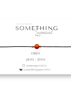 Браслет Something Special «Овен» с сердоликом на чёрной нити