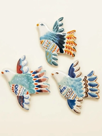 Брошь ручной работы Полина Гузеева «Птичка», сине-зелёная, фарфор, фото 9.