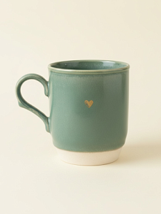 Кружка ручной работы Мастерская Виктории Нор «Сердечко», мятная, керамика, 200 мл
