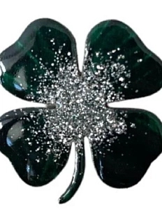 Брошь ручной работы «Клевер», чёрная с серебристыми блестками, дерево