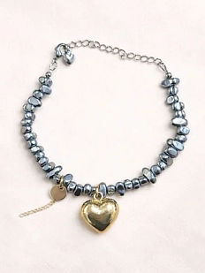 Браслет ручной работы «Kylie», гематит, родированная латунь