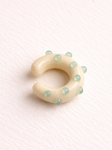 Кафф Лампджой глянцевый, стекло, белый в голубой горошек