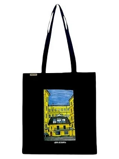 Сумка шоппер с дворами Петербурга «Дом на Моховой улице», чёрный