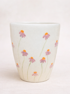 Стакан ручной работы с дизайном «Полевые цветочки», полуфарфор, 350 мл