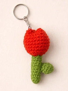 Вязаный брелок Цилинская «Тюльпан», красный, 7 см