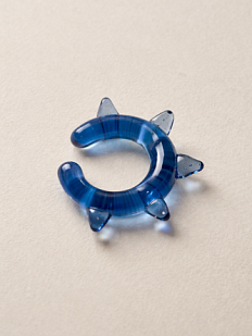 Кафф Лампджой глянцевый, стекло, прозрачный с шипами, синий