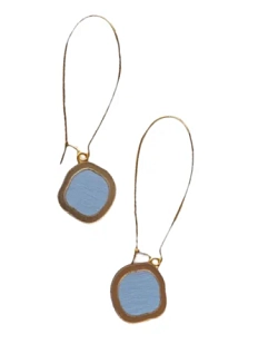 Серьги «Озёра», дерево, бледно-синие