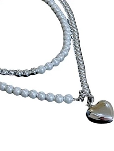 Чокер из круглого жемчуга Майорка и гематита Мигетт