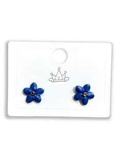 Серёжки-гвоздики КерамЕлКа «Цветочки», синие, фарфор