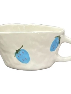 Чашка для чая ручной работы Клубника синяя, керамика, 250 мл