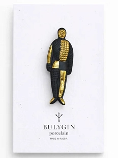Брошь ручной работы Фарфор Булыгина «Малевич №2», чёрно-золотистая